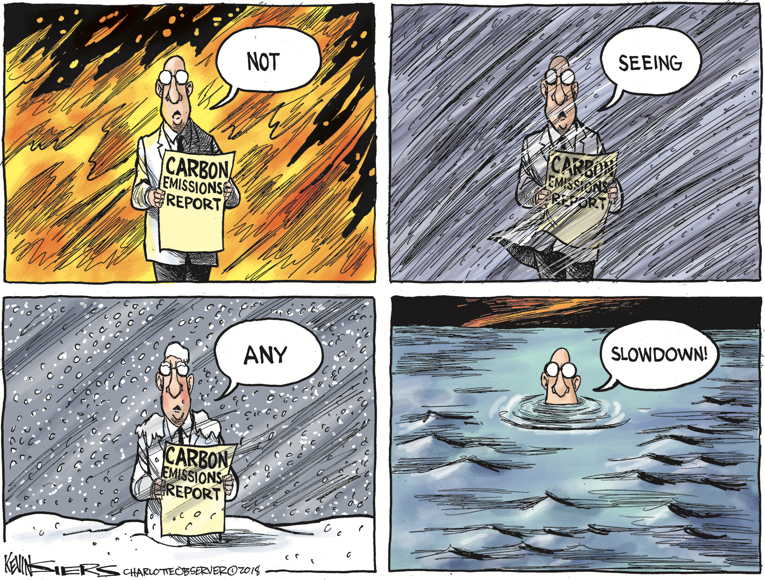 Political/Editorial Cartoon by Kevin Siers, Charlotte Observer on Earth in Peril