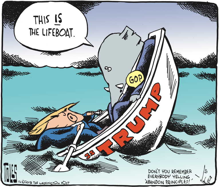 Political/Editorial Cartoon by Tom Toles, Washington Post on GOP Stays the Course