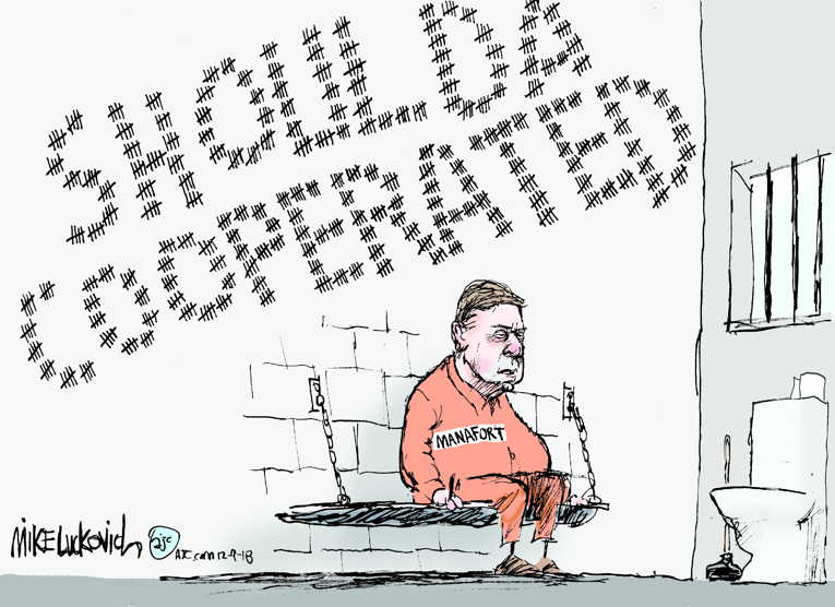 Political/Editorial Cartoon by Mike Luckovich, Atlanta Journal-Constitution on Cohen Sentenced to 3 Years