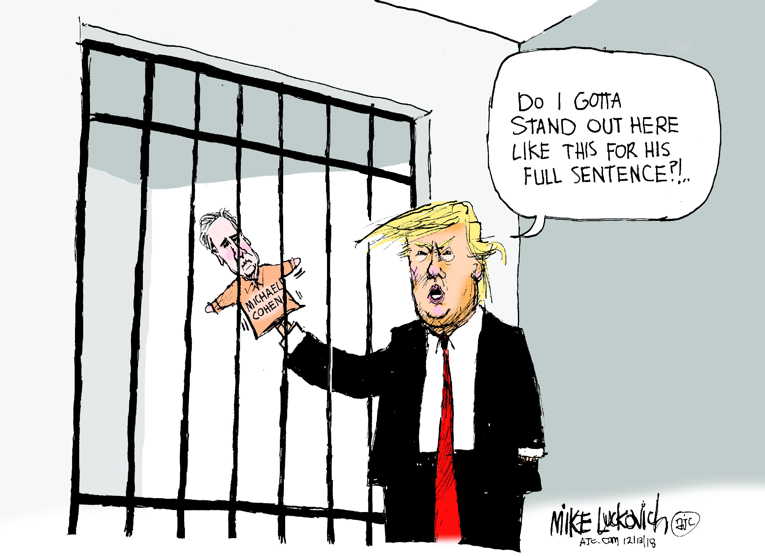 Political/Editorial Cartoon by Mike Luckovich, Atlanta Journal-Constitution on Trump Feeling the Heat