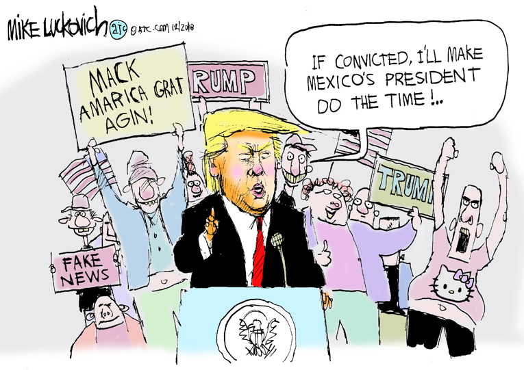 Political/Editorial Cartoon by Mike Luckovich, Atlanta Journal-Constitution on President Vows to Fight Back