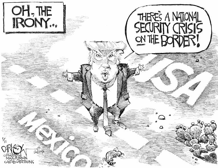 Political/Editorial Cartoon by John Darkow, Columbia Daily Tribune, Missouri on President Demands Wall