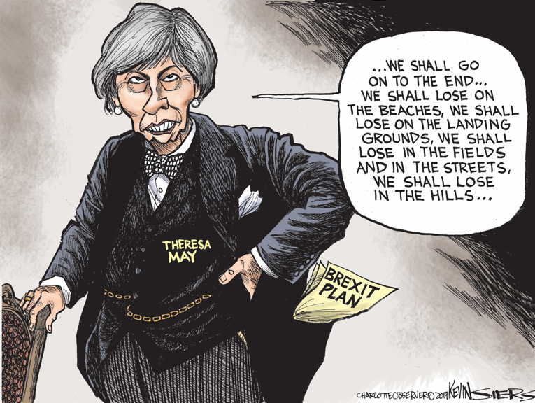 Political/Editorial Cartoon by Kevin Siers, Charlotte Observer on Brexit Deal Rejected