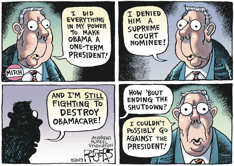 Political Cartoon on 'Majority Leader Backing President' by Rob Rogers ...