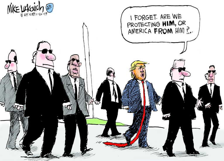 Political/Editorial Cartoon by Mike Luckovich, Atlanta Journal-Constitution on Trump Pleases Advisers