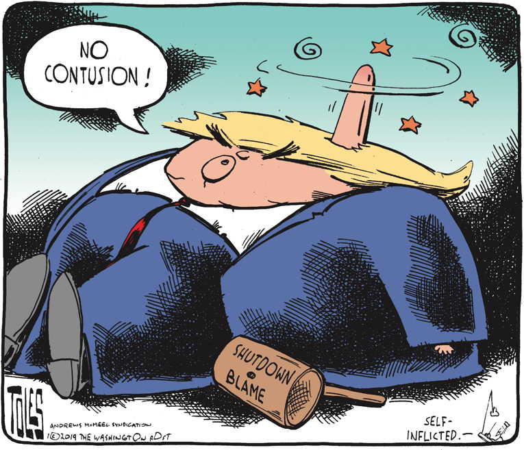 Political/Editorial Cartoon by Tom Toles, Washington Post on Trump Negotiates Tough Deal