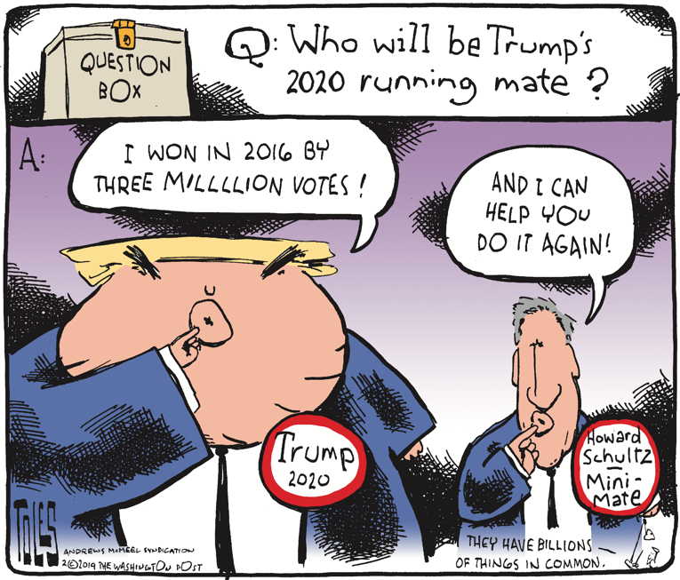 Political/Editorial Cartoon by Tom Toles, Washington Post on Trump Weighs New Running Mate