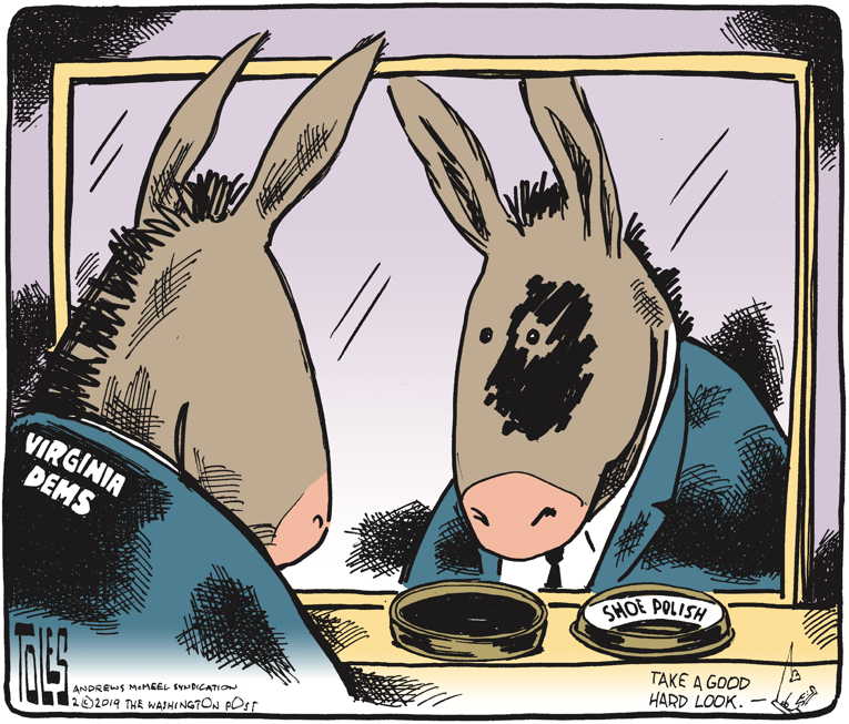 Political/Editorial Cartoon by Tom Toles, Washington Post on Virginia Dems Go Dark