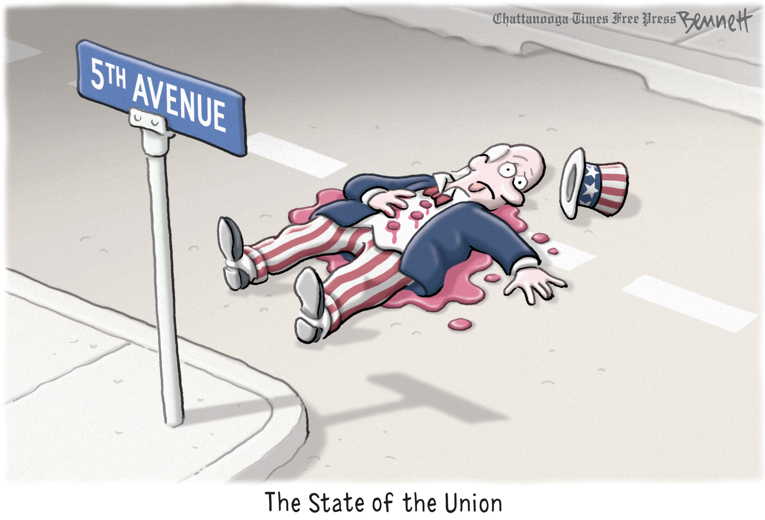 Political/Editorial Cartoon by Clay Bennett, Chattanooga Times Free Press on President Demands Unity