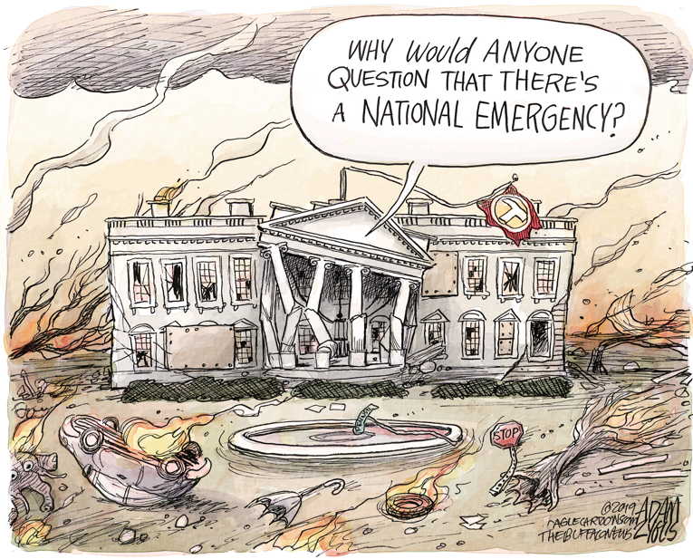 Political/Editorial Cartoon by Adam Zyglis, The Buffalo News on Trump Declares National Emergency