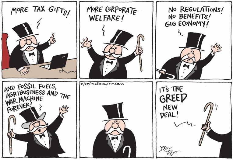 Political/Editorial Cartoon by Joel Pett, Lexington Herald-Leader, CWS/CartoonArts Intl. on Republicans Blasts Green Deal