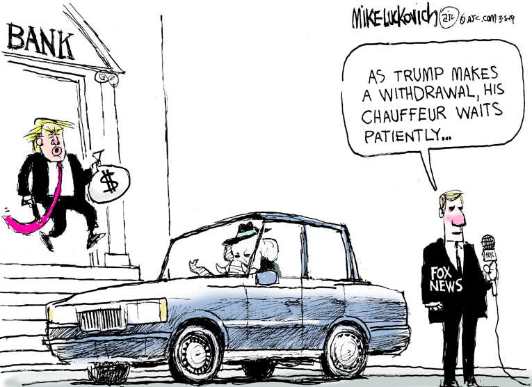 Political/Editorial Cartoon by Mike Luckovich, Atlanta Journal-Constitution on Fox News Declares War