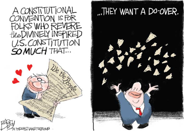 Political/Editorial Cartoon by Pat Bagley, Salt Lake Tribune on GOP Declares War