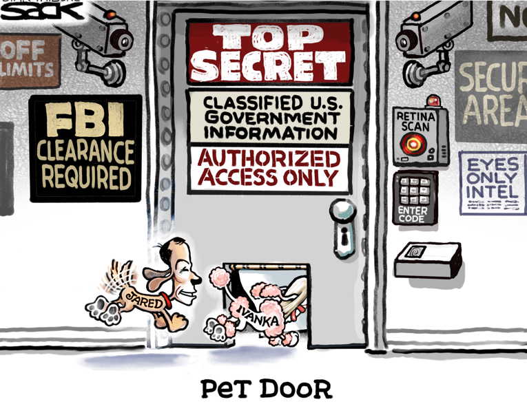 Political/Editorial Cartoon by Steve Sack, Minneapolis Star Tribune on President Lied About Clearances