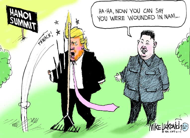 Political/Editorial Cartoon by Mike Luckovich, Atlanta Journal-Constitution on Summit “Successful,” Trump Says