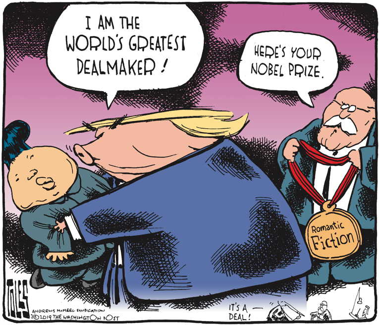 Political/Editorial Cartoon by Tom Toles, Washington Post on Summit “Successful,” Trump Says