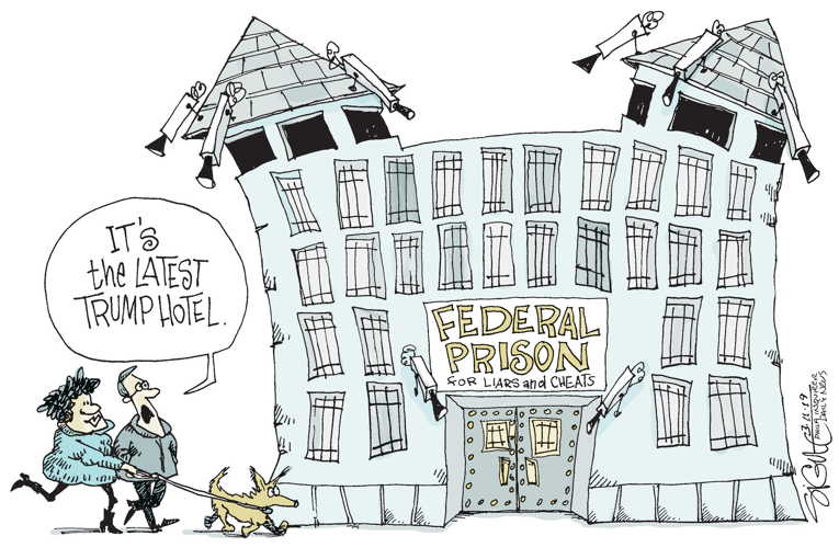 Political/Editorial Cartoon by Signe Wilkinson, Philadelphia Daily News on Manafort Sentenced to 7 Years