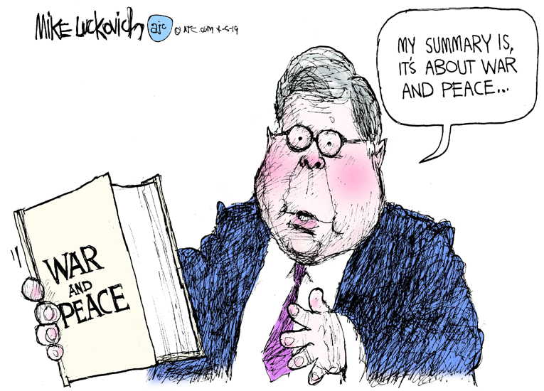 Political/Editorial Cartoon by Mike Luckovich, Atlanta Journal-Constitution on Mueller Report Kept Hidden