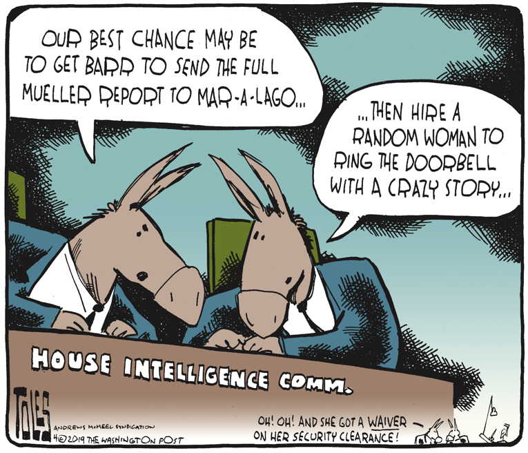 Political/Editorial Cartoon by Tom Toles, Washington Post on Mueller Report Kept Hidden