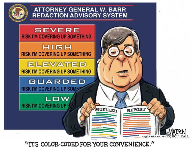 Political/Editorial Cartoon by RJ Matson, Cagle Cartoons on Barr Proving Loyalty