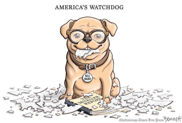 Political/Editorial Cartoon by Clay Bennett, Chattanooga Times Free Press on Barr Proving Loyalty