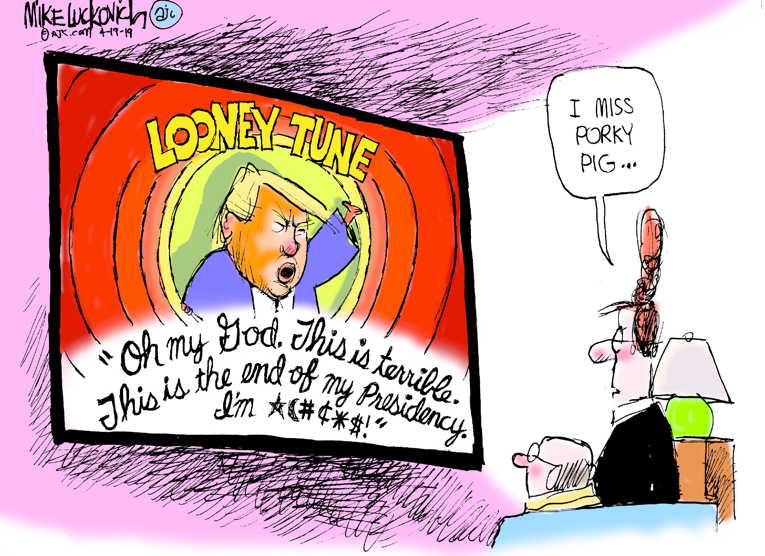 Political/Editorial Cartoon by Mike Luckovich, Atlanta Journal-Constitution on Barr Lies Again