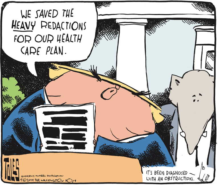 Political/Editorial Cartoon by Tom Toles, Washington Post on Trump Refusing to Cooperate