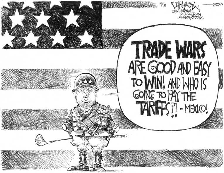 Political/Editorial Cartoon by John Darkow, Columbia Daily Tribune, Missouri on China and U.S. Raise Tariffs