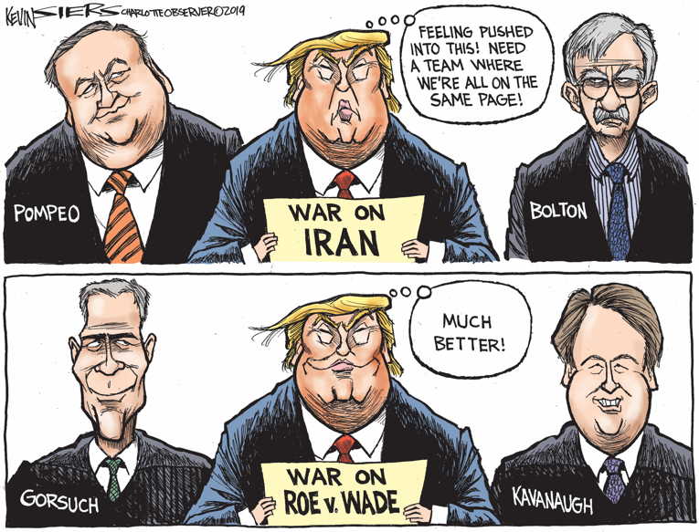 Political/Editorial Cartoon by Kevin Siers, Charlotte Observer on Bolton Targets Iran