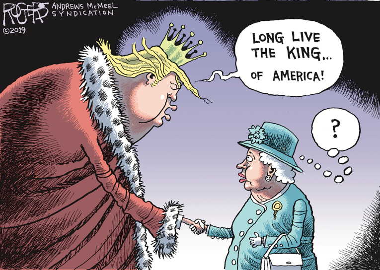 Political Cartoon on 'England Disses Trump' by Rob Rogers at The Comic News
