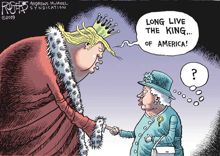 Political/Editorial Cartoon by Rob Rogers on England Disses Trump