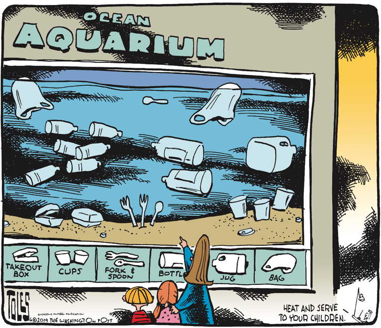 Political/Editorial Cartoon by Tom Toles, Washington Post on Plastic Found Everywhere