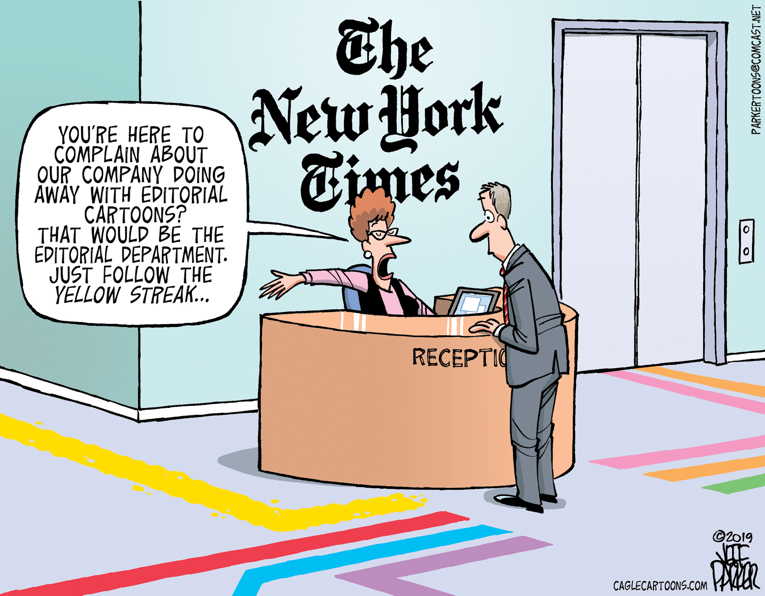 Political/Editorial Cartoon by Jeff Parker, Florida Today on NY Times Fires All Cartoonists