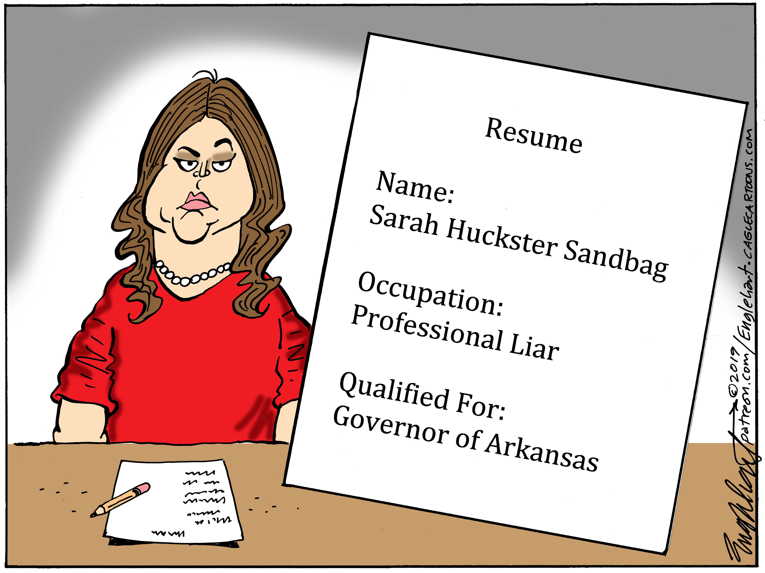 Political/Editorial Cartoon by Bob Engelhart, Hartford Courant on Sarah Sanders Quits