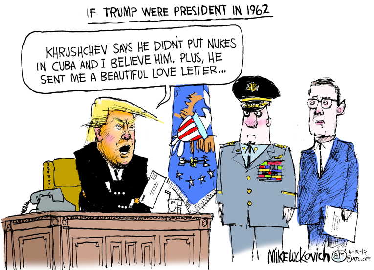 Political/Editorial Cartoon by Mike Luckovich, Atlanta Journal-Constitution on Trump: Collusion Okay