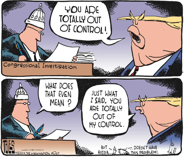 Political/Editorial Cartoon by Tom Toles, Washington Post on Trump: Collusion Okay