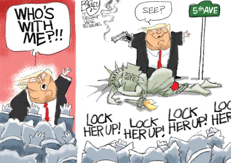 Political/Editorial Cartoon by Pat Bagley, Salt Lake Tribune on President Fires Pollsters