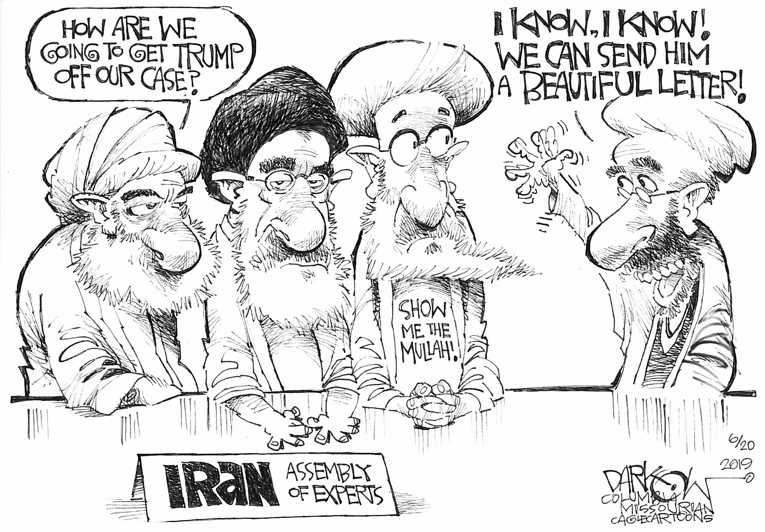 Political/Editorial Cartoon by John Darkow, Columbia Daily Tribune, Missouri on Iran Shoots Down US Spy Drone