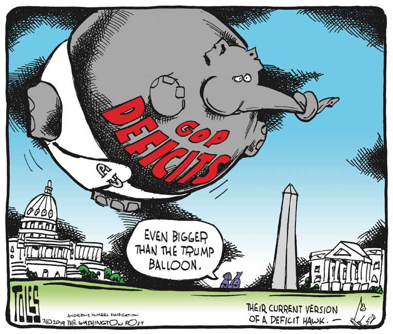 Political Cartoon on 'Deficits Soar' by Tom Toles, Washington Post at ...