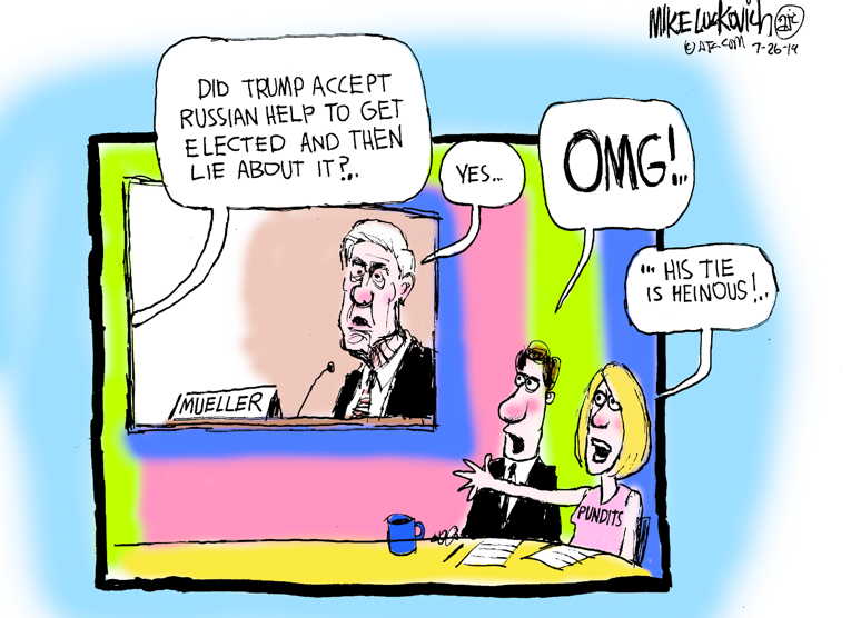 Political/Editorial Cartoon by Mike Luckovich, Atlanta Journal-Constitution on Mueller Testimony Largely Ignored