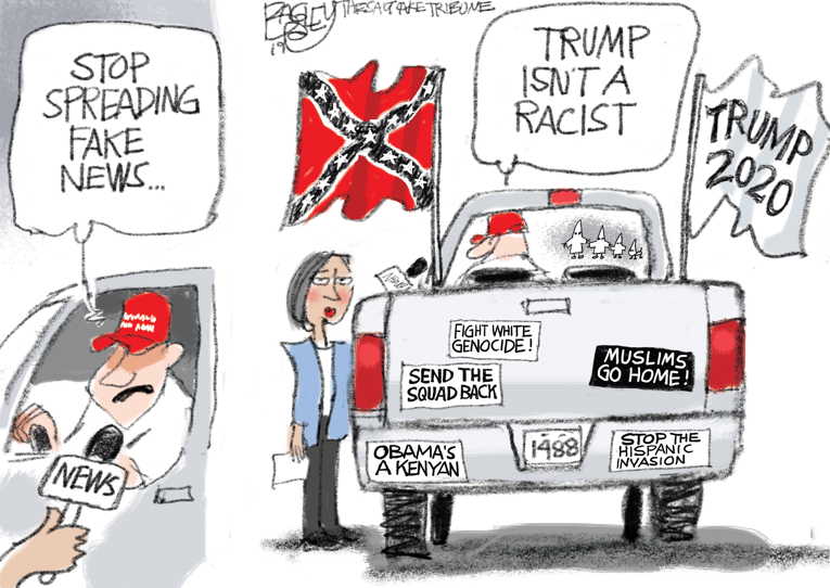 Political/Editorial Cartoon by Pat Bagley, Salt Lake Tribune on GOP Base Sticks With President