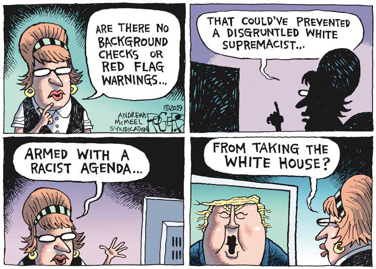 Political/Editorial Cartoon by Rob Rogers on President Visits El Paso