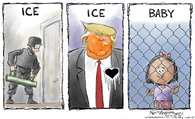 Political/Editorial Cartoon by Nick Anderson, Houston Chronicle on Trump Cracks Down on Immigrants