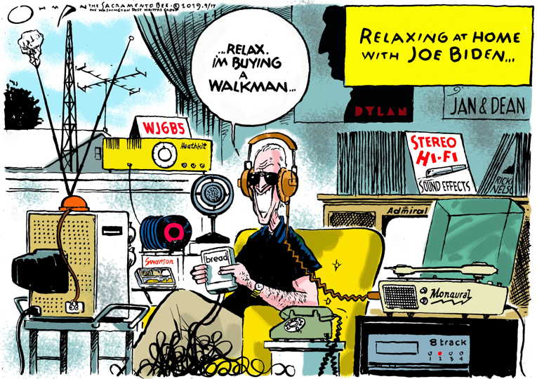 Political/Editorial Cartoon by Jack Ohman, The Oregonian on Biden Attempts to Speak