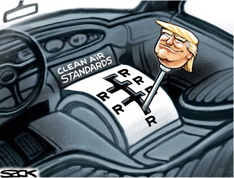 Political/Editorial Cartoon by Steve Sack, Minneapolis Star Tribune on Trump Mocks Greta Thunberg