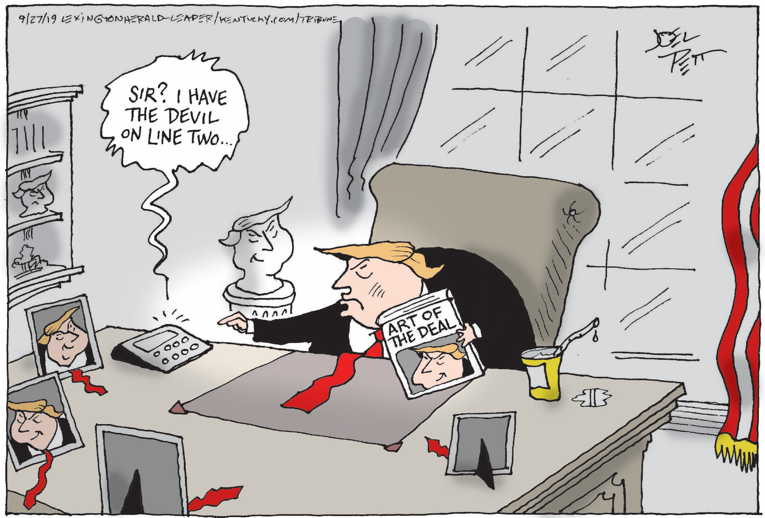 Political/Editorial Cartoon by Joel Pett, Lexington Herald-Leader, CWS/CartoonArts Intl. on President Asks for Help