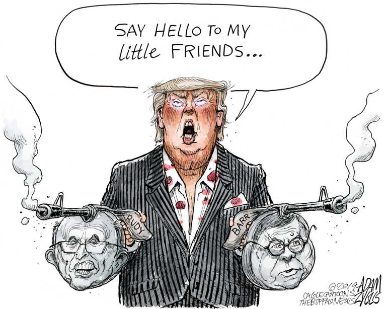 Political/Editorial Cartoon by Adam Zyglis, The Buffalo News on President Leads Defense