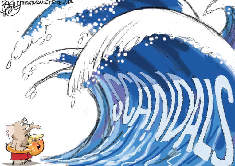 Political/Editorial Cartoon by Pat Bagley, Salt Lake Tribune on GOP Rallies Behind President