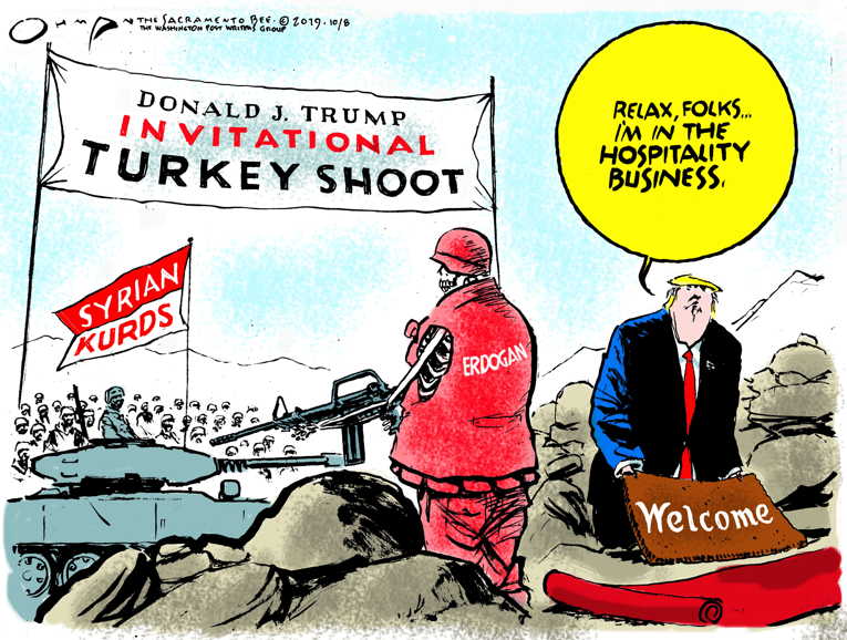 Political/Editorial Cartoon by Jack Ohman, The Oregonian on Trump Makes Deal With Turkey