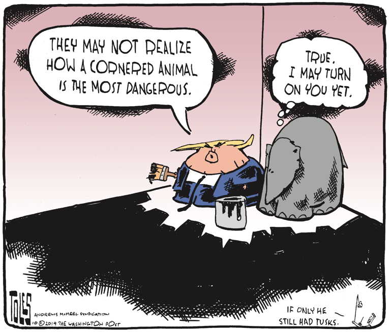 Political/Editorial Cartoon by Tom Toles, Washington Post on Trump Party Digs In